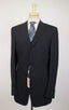 Drop 7 Striped Wool 3 Button 3 Piece Suit - Black