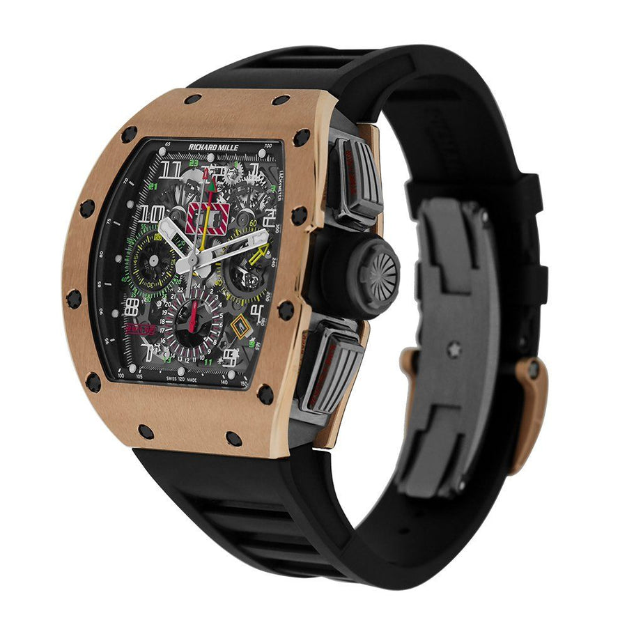 Richard Mille RM11-02, Rose Gold Flyback Chronograph Dual Time Zone 50MM Watch RM11-02(PRE-OWNED)