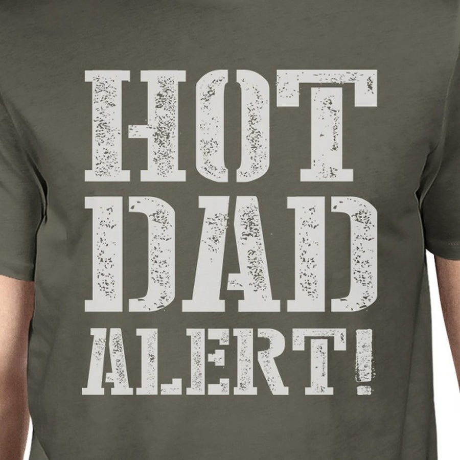 Hot Dad Alert Men's Dark Gray Round Neck T Shirt For Fathers Day