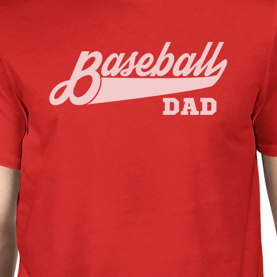 Baseball Dad Men's Red Unique Design T Shirt For Dad Birthday Gifts