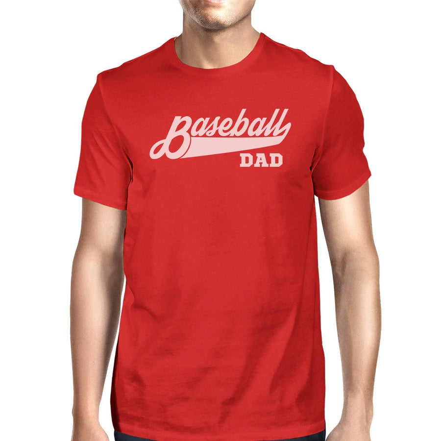 Baseball Dad Men's Red Unique Design T Shirt For Dad Birthday Gifts