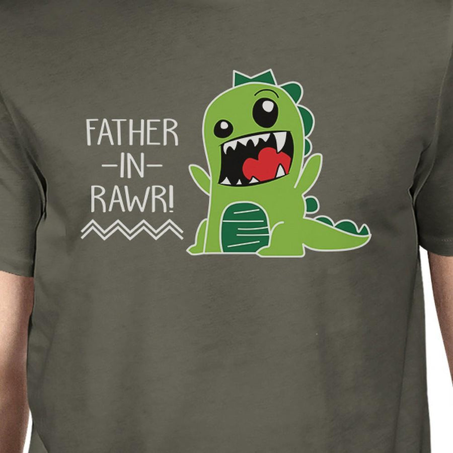 Father-In-Rawr Men's Dark Gray Funny Graphic Tee For Fathers Day