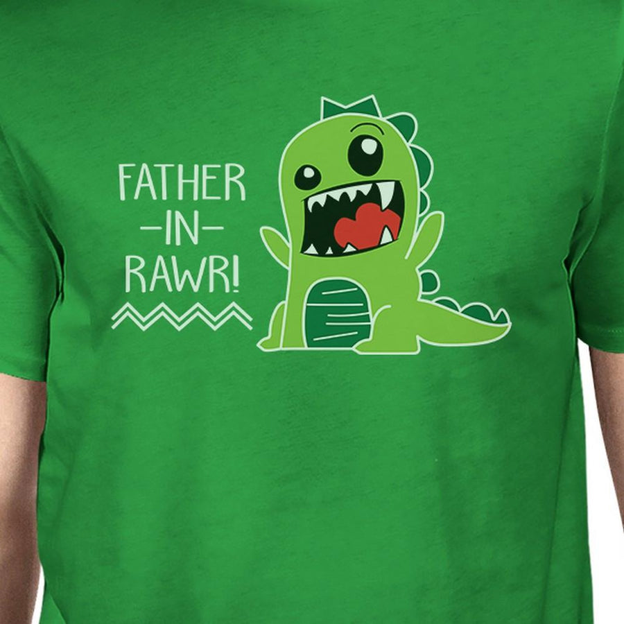 Father-In-Rawr Men's Green Short Sleeve Graphic Design Top For Dad