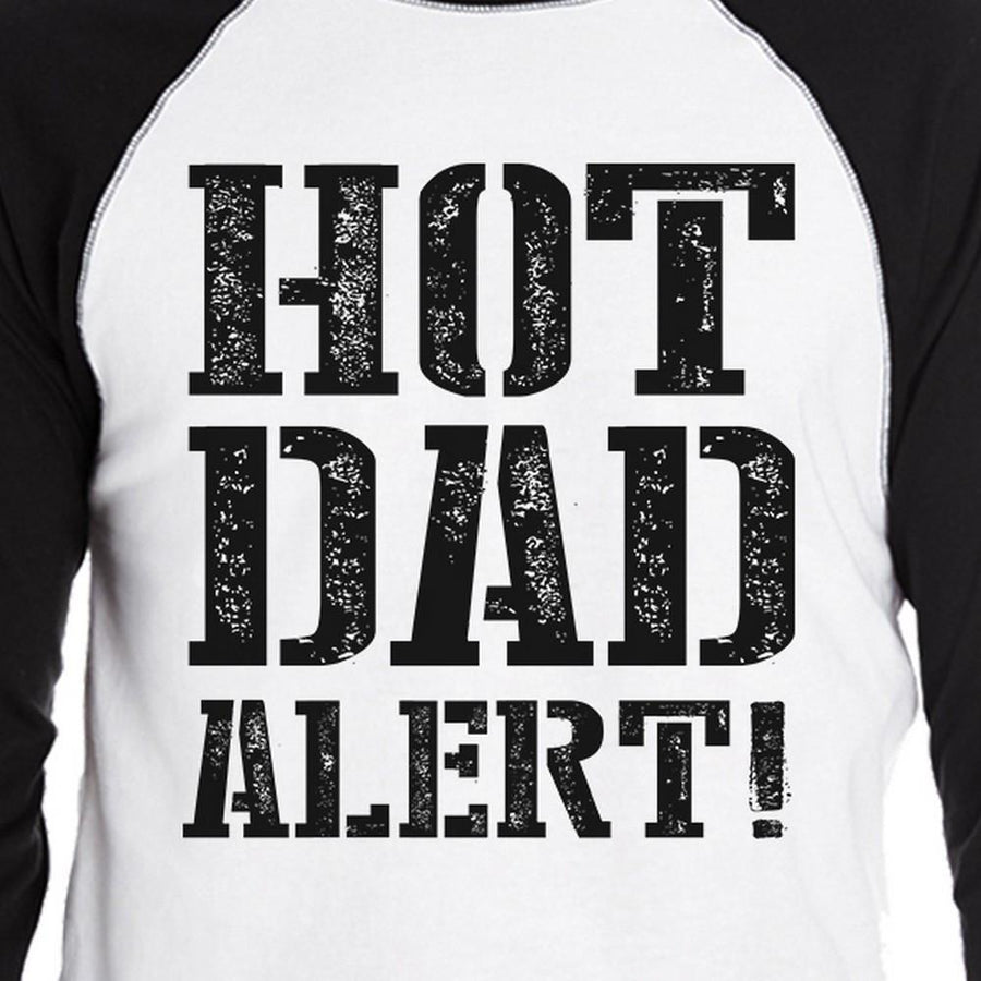 Hot Dad Alert Men's Cotton Baseball Raglan Tee Dad Birthday Gifts