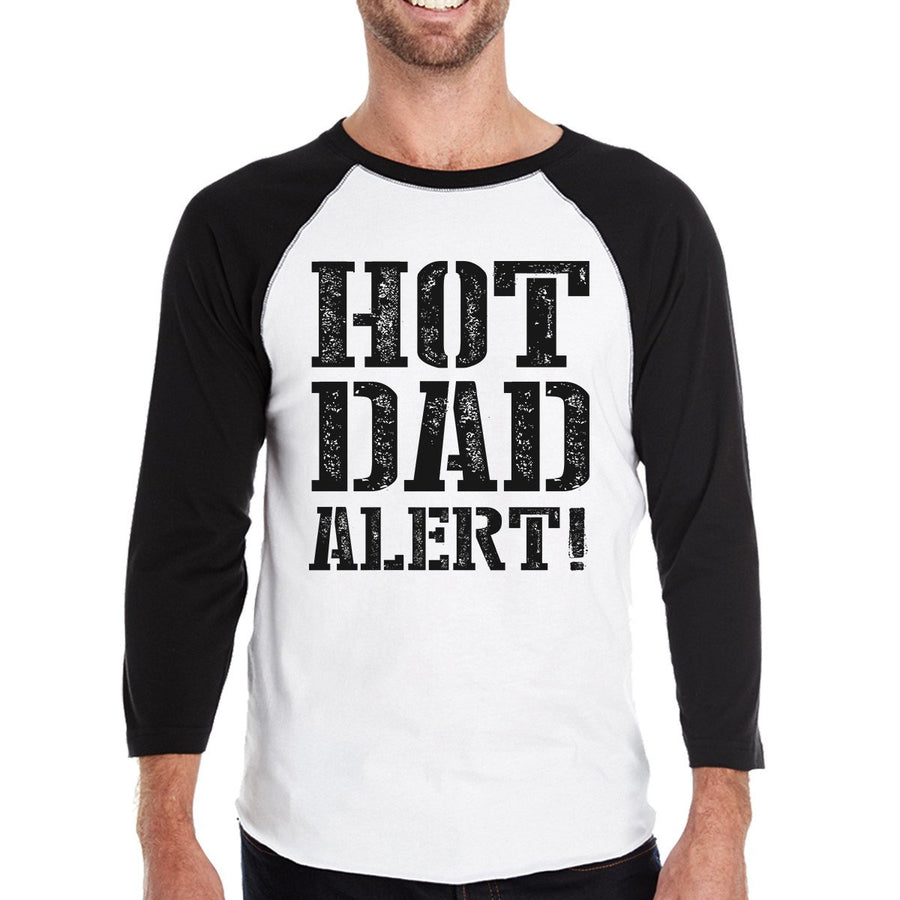 Hot Dad Alert Men's Cotton Baseball Raglan Tee Dad Birthday Gifts