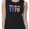 Party Like It's 1776 Women Black Sleeveless Crop Shirt Gift For Her