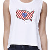 Cute USA Map Graphic Sleeveless Crop Top For Women Gift For Her