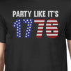 Party Like It's 1776 Mens Black Short Sleeve Cotton Shirt Crewneck