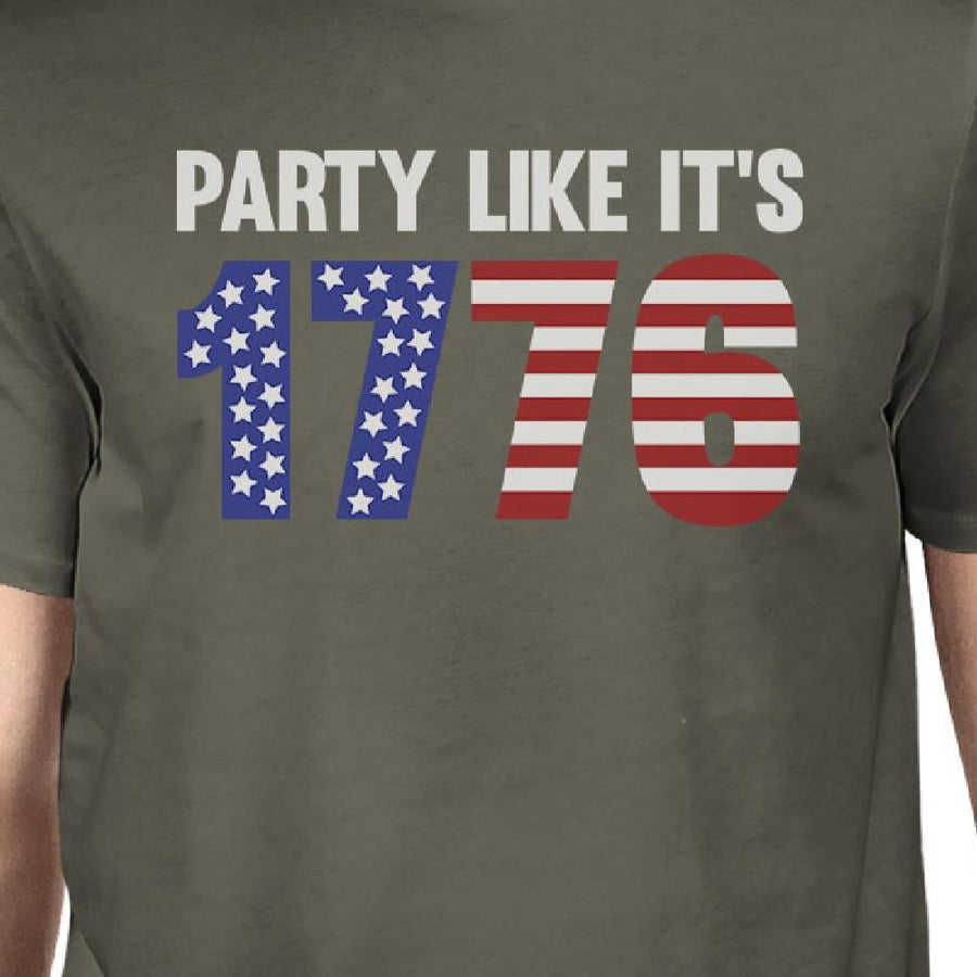 Party Like It's 1776 Mens Dark Grey Round Neck Tee Funny Design Top