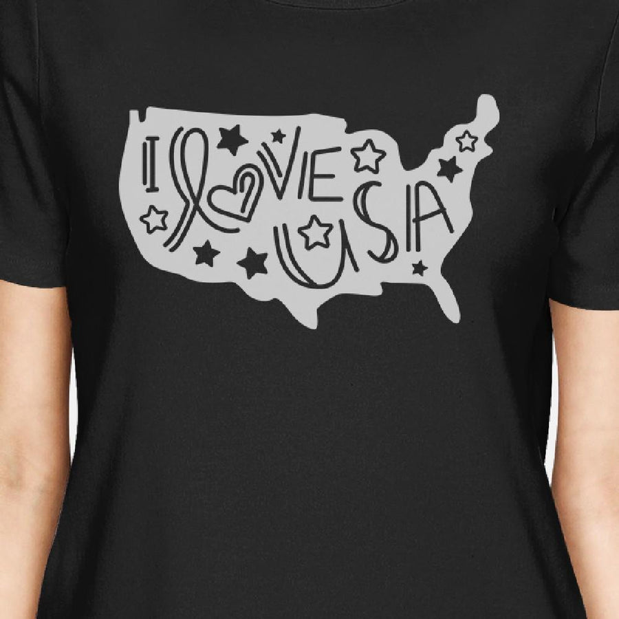 I Love USA Map Unique Design Womens Graphic T-Shirt For 4th Of July