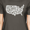 I Love USA Womens Dark Grey Short Sleeve Tee Unique USA Map T-Shirt