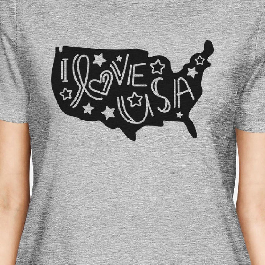 I Love USA Map Womens Grey Cute Design T-Shirt Gifts For Army Wives