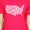 I Love USA Cute Womens Pink USA Map Design Tee For Independence Day