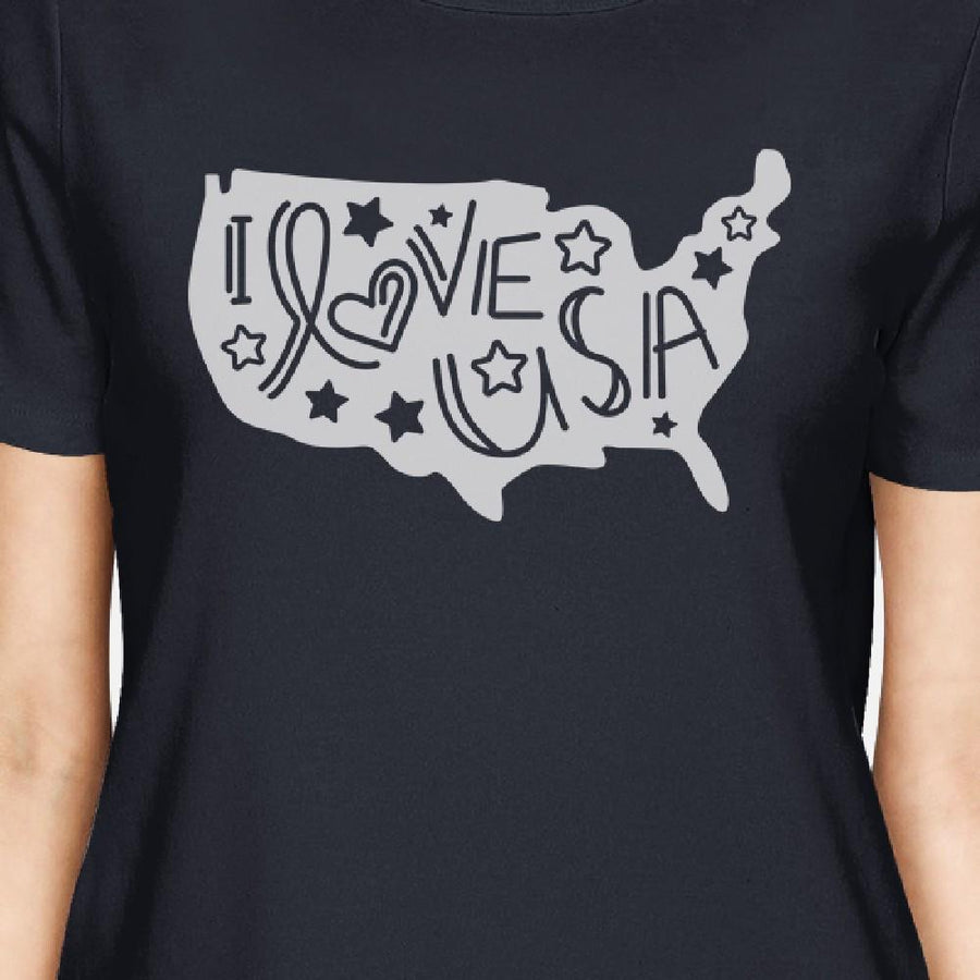 I Love USA Map Cute 4th Of July Decorative Tee For Women Cotton