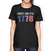 Party Like It's 1776 Womens Black Short Sleeve Cotton Tee Crewneck