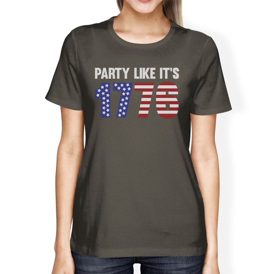 Party Like It's 1776 Womens Dark Grey Round Neck Tee Funny Design