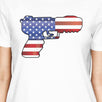 American Flag Pistol Womens White Short Sleeve Tee For 4th Of July