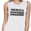 'Merica Womens White Graphic Muscle Top Gift For Independence Day