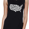 I Love USA Map Womens Black Muscle Tee Cute Letter Printing Design