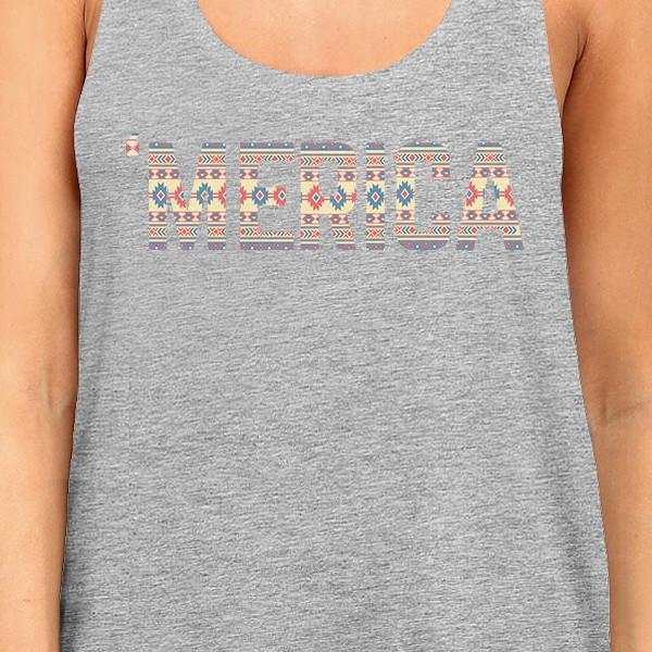 'Merica Cute Tribal Pattern America Letter Printed Tanks For Women