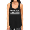 'Merica Women Black Cotton Tank Top Unique American Flag With Heart