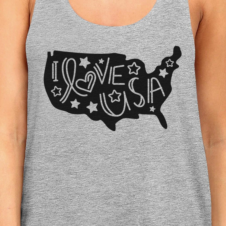 I Love USA Unique America Map Womens Sleeveless Tee For 4th Of July