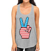 Cute Peace Sign Womens Tanks Unique American Flag Gray Tank Top