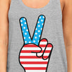 Cute Peace Sign Womens Tanks Unique American Flag Gray Tank Top