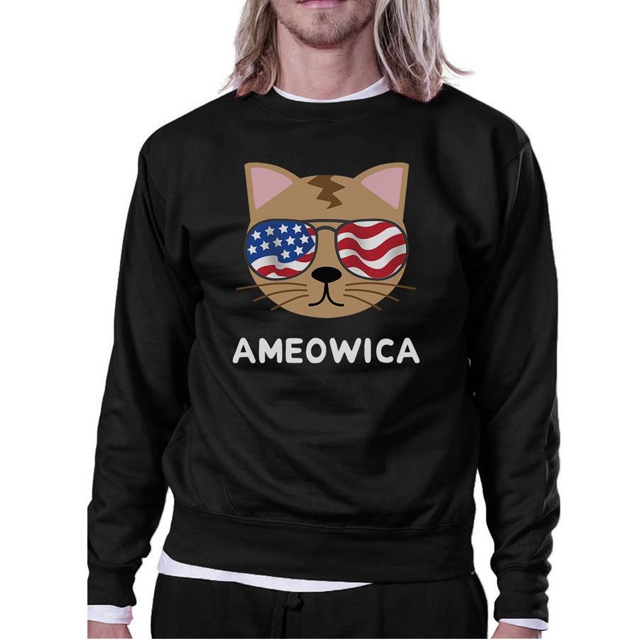 Ameowica Unisex Black Funny Design Sweatshirt Gift For Cat Lovers