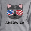 Ameowica Unisex Gray Cute Cat Sweatshirt For Independence Day