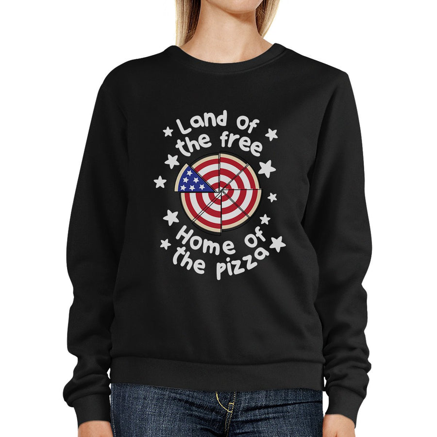 Home Of The Pizza Unisex Black Graphic Sweatshirt For Pizza Lovers