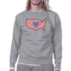 Heart USA Map With American Flag Unisex Gray Pullover Sweatshirt