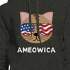 Ameowica Unisex Dark Gray Cute Cat Hoodie For Independence Day