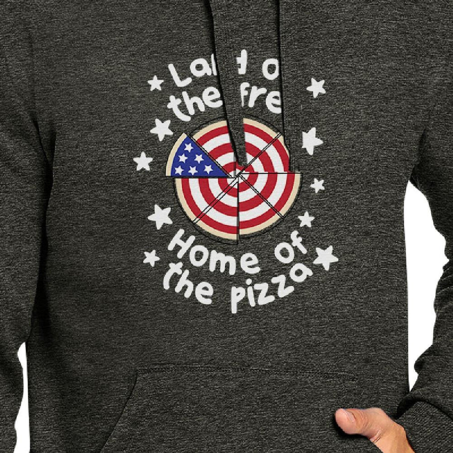 Home Of The Pizza Unisex Dark Grey Funny Graphic 4th Of July Hoodie