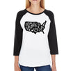 I Love USA Map Womens Cute Lettering Baseball Tee For 4th Of July