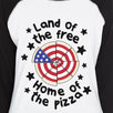 Land Of The Free Womens 3/4 Sleeve Baseball Tee For Pizza Lovers