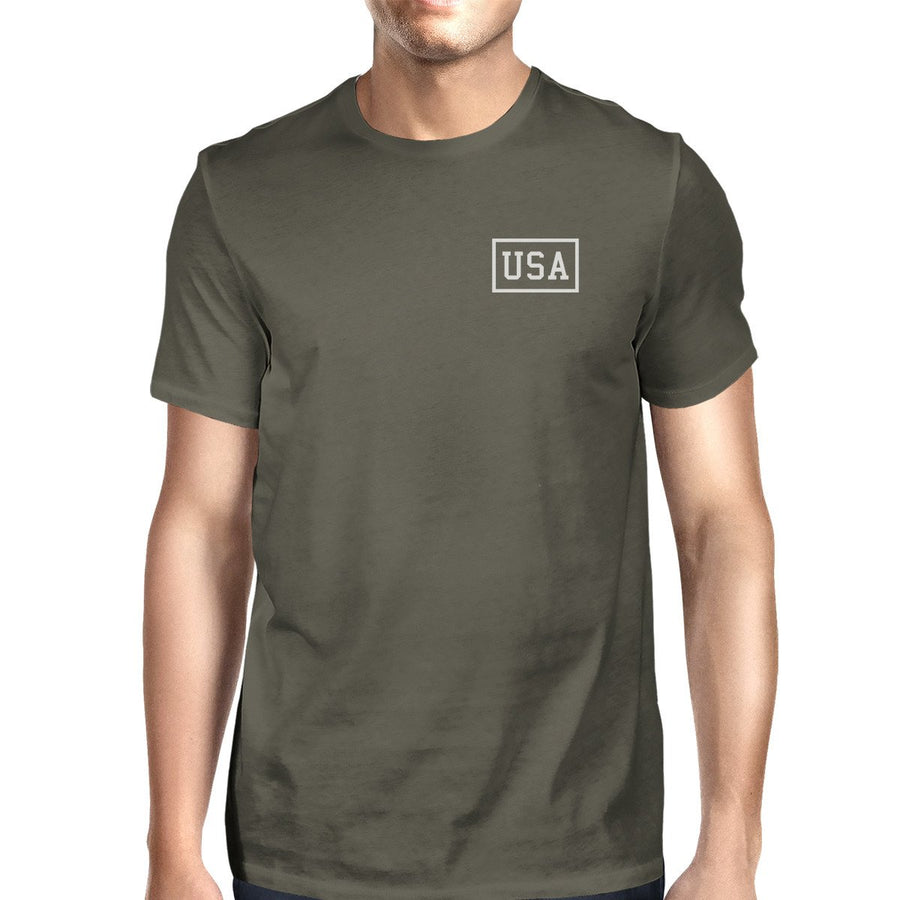 Mini USA Mens Dark Gray Short Sleeve Tee Gifts For Fourth Of July