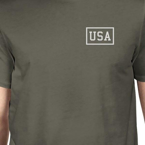 Mini USA Mens Dark Gray Short Sleeve Tee Gifts For Fourth Of July