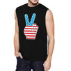 American Flag Cute Peace Sign 4th Of July Muscle Tee For Men Cotton