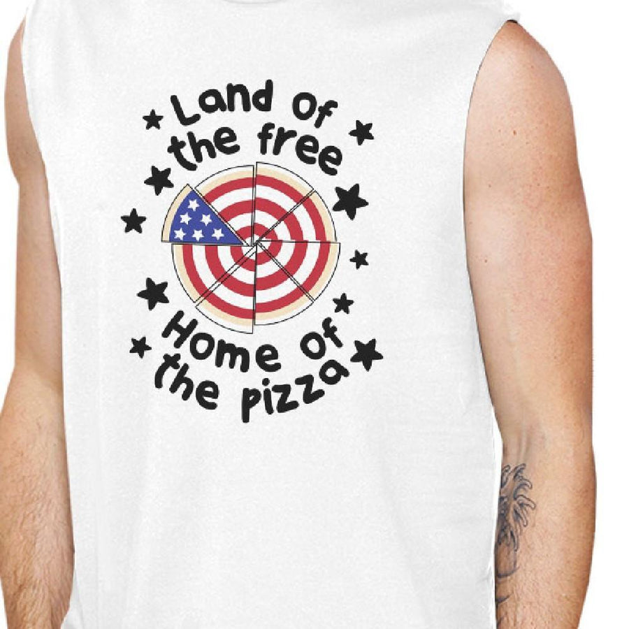 Home of The Pizza Funny 4th Of July Graphic Muscle Top 4th Of July