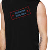 Born In The USA Black Round Neck Cotton Graphic Muscle Tee For Men