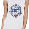 Home Of The Brave White Cotton Unique Graphic Muscle Top For Women