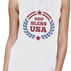 God Bless USA Womens White Cap Sleeve Cotton Muscle Top For Women