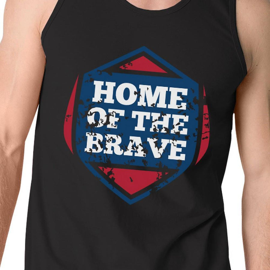 Home Of The Brave Black Cotton Unique Graphic Tank Top For Men