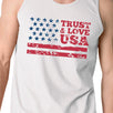 Trust Love USA Mens White Tank Top Round Neck Line Cotton Tanks