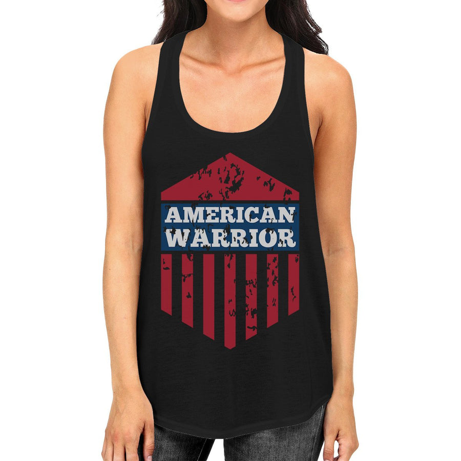 American Warrior Womens Black Crewneck Graphic Tanks Gift For Her