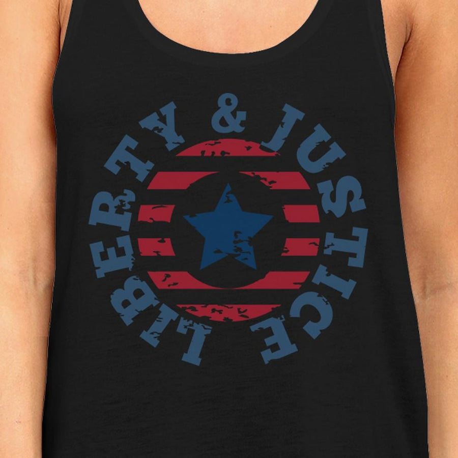 Liberty & Justice Womens Black Sleeveless Tee 4th Of July Tank Top