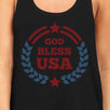 God Bless USA Womens Black Cotton Tank Top Independence Day Gifts