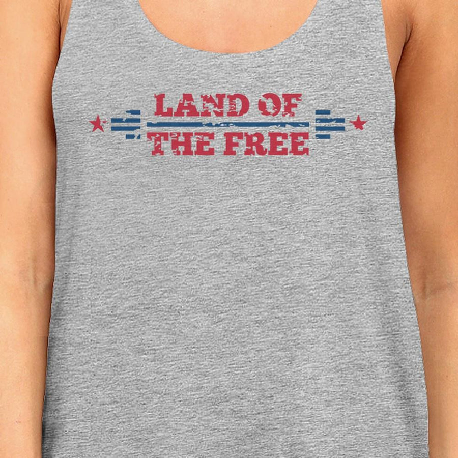 Land Of The Free Womens Gray Crewneck Tank Top 4th Of July Gift