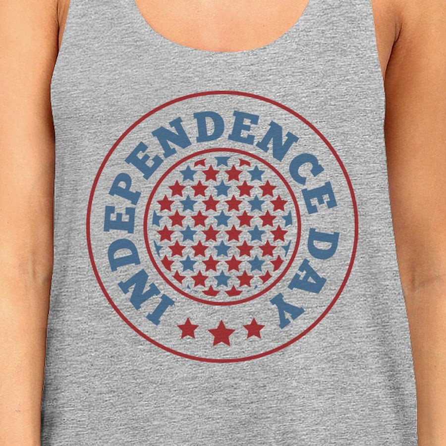 Independence Day Womens Grey Crewneck Cotton Graphic Tanks For Her